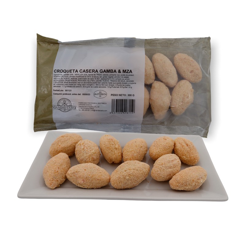 Croquetas de gambas con merluza caja 3,6 kg