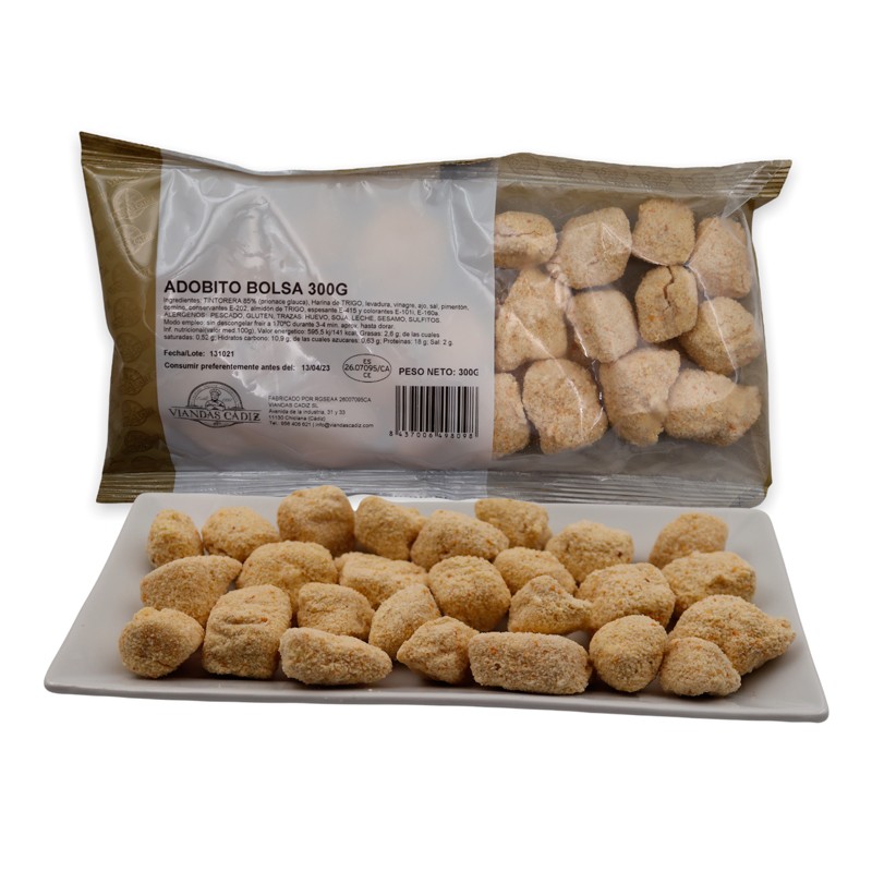 Adobitos en bolsa de 300 gramos, caja 3,6 kilos